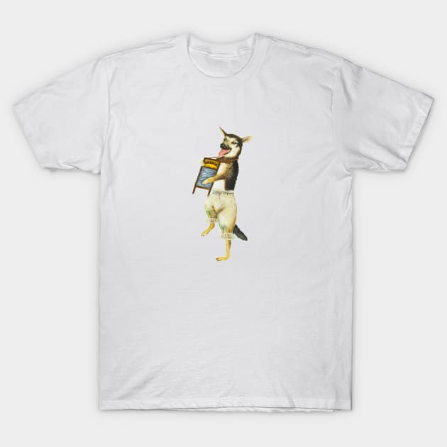 Washboard Playing Dog T-Shirt by Jahna Vashti